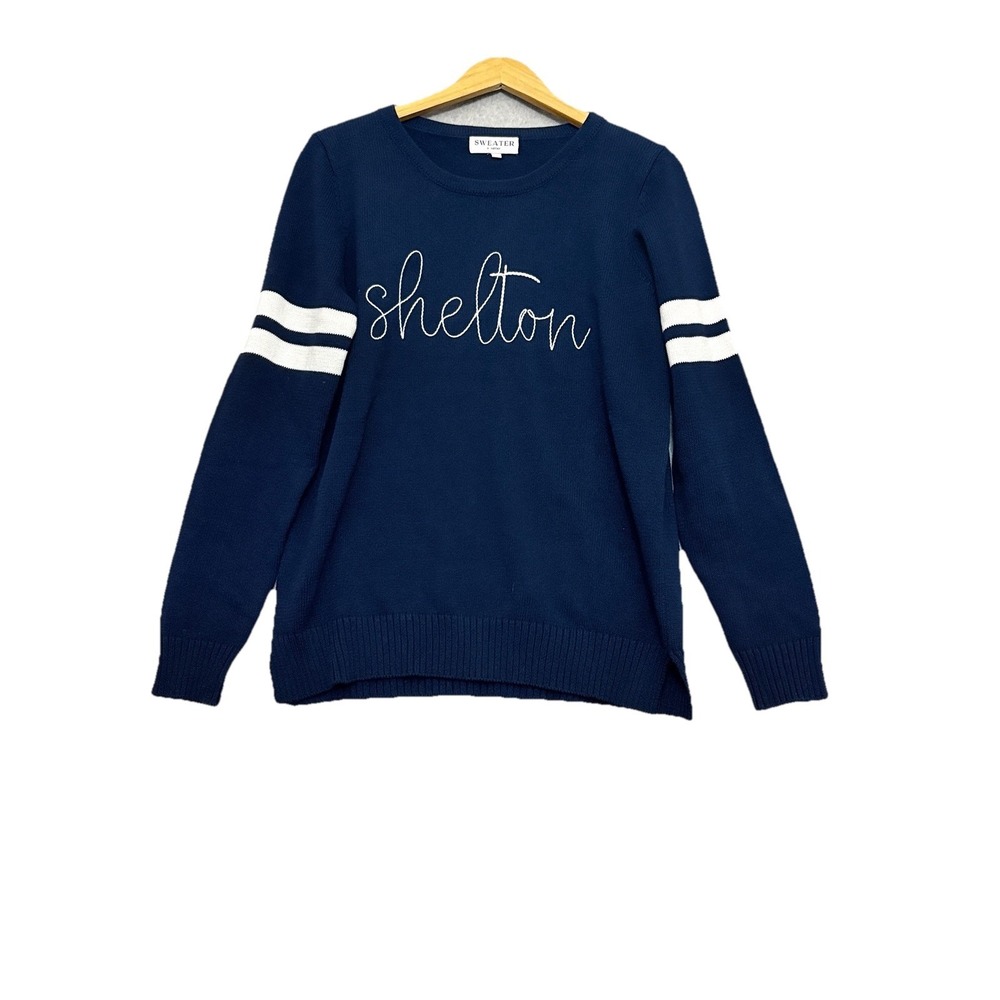 Sweater x Vetter Shelton Navy White Sweater‎ Women's Large Varsity Academia Prep